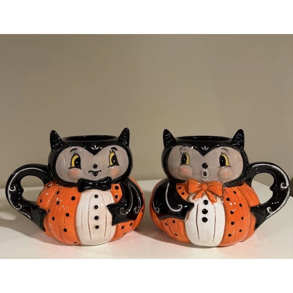Johanna Parker Bat Tea Set - Tea Pot, Mugs & Sugar Bowl - Halloween Decor